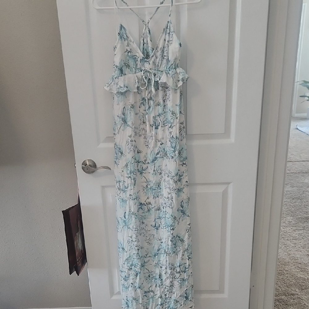 Lovestitch White and Blue Floral Maxi Dress Bought At VICI